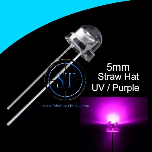 STRAW HAT LED Putih = Ungu UV Ultra Violet 5mm Super Bright Camping Detektor Uang