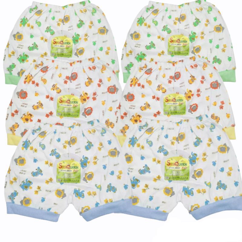 Celana pendek bayi motif shaqueen 6pcs SNI