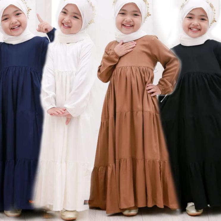 Terbaru.. PAKAIAN GAMIS DRESS MANASIK HAJI ANAK BAHAN RAYON TWILL PREMIUM WARNA PUTIH POLOS UMUR 2 3