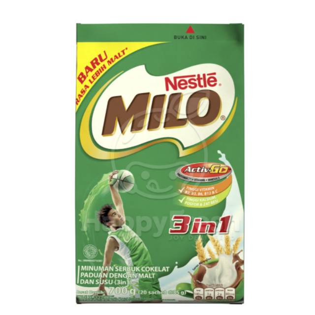 

NESTLE MILO Activ-Go 3in1 Minuman Coklat 700gr (20 sachet @35gr)