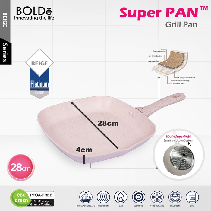 BOLDe Super PAN - GRILL PAN 28 cm Wajan Pemanggang Terbaru