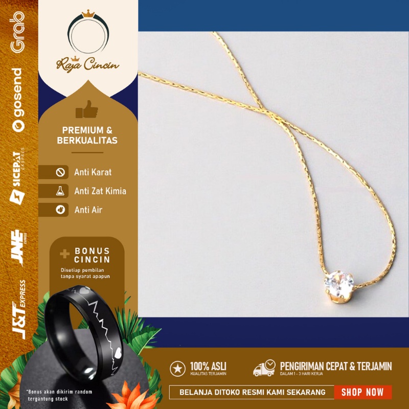 Kalung Titanium Wanita Artis Nagita Anti Karat  Asli Cewek Korea Elegan Mewah Premium 0005D2