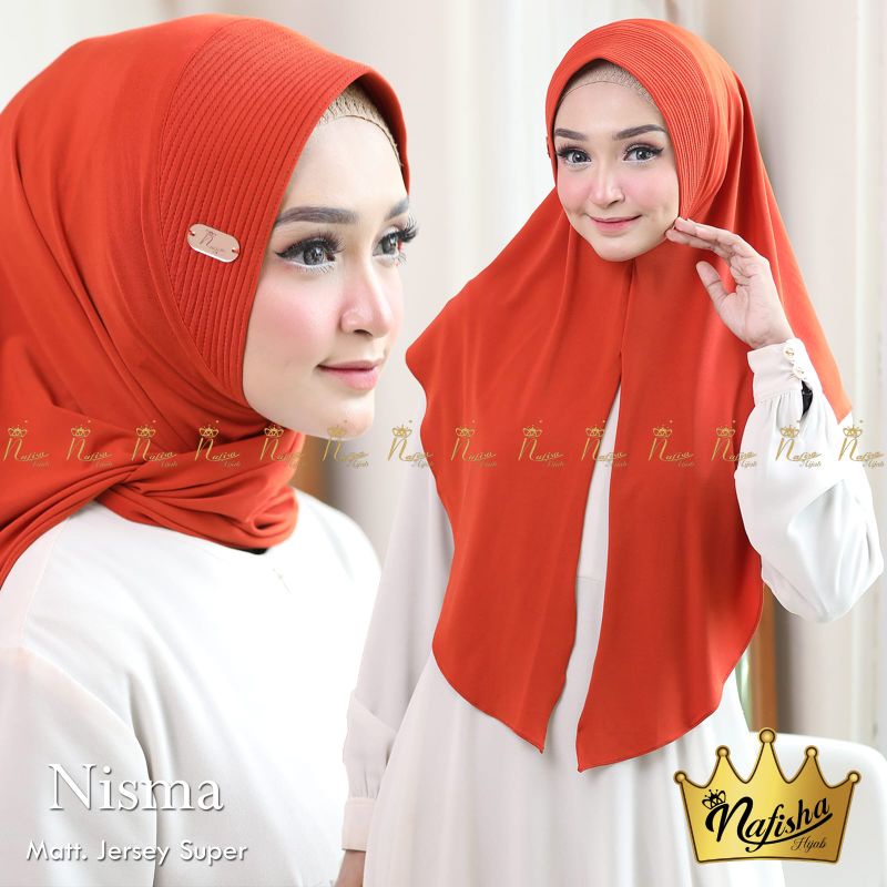 Jual Hijab Khimar Nisma Ori Nafisha Premium Hijab Bergo Kerudung Segitiga Instan Belah Ruffle