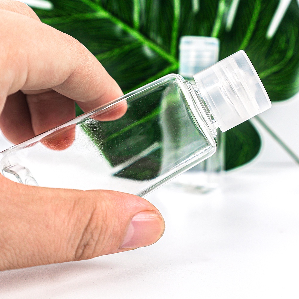 Botol Plastik Bening Bentuk Trapesium Dengan Tutup Flip Ukuran 30ml / 60ml Untuk Hand Sanitizer