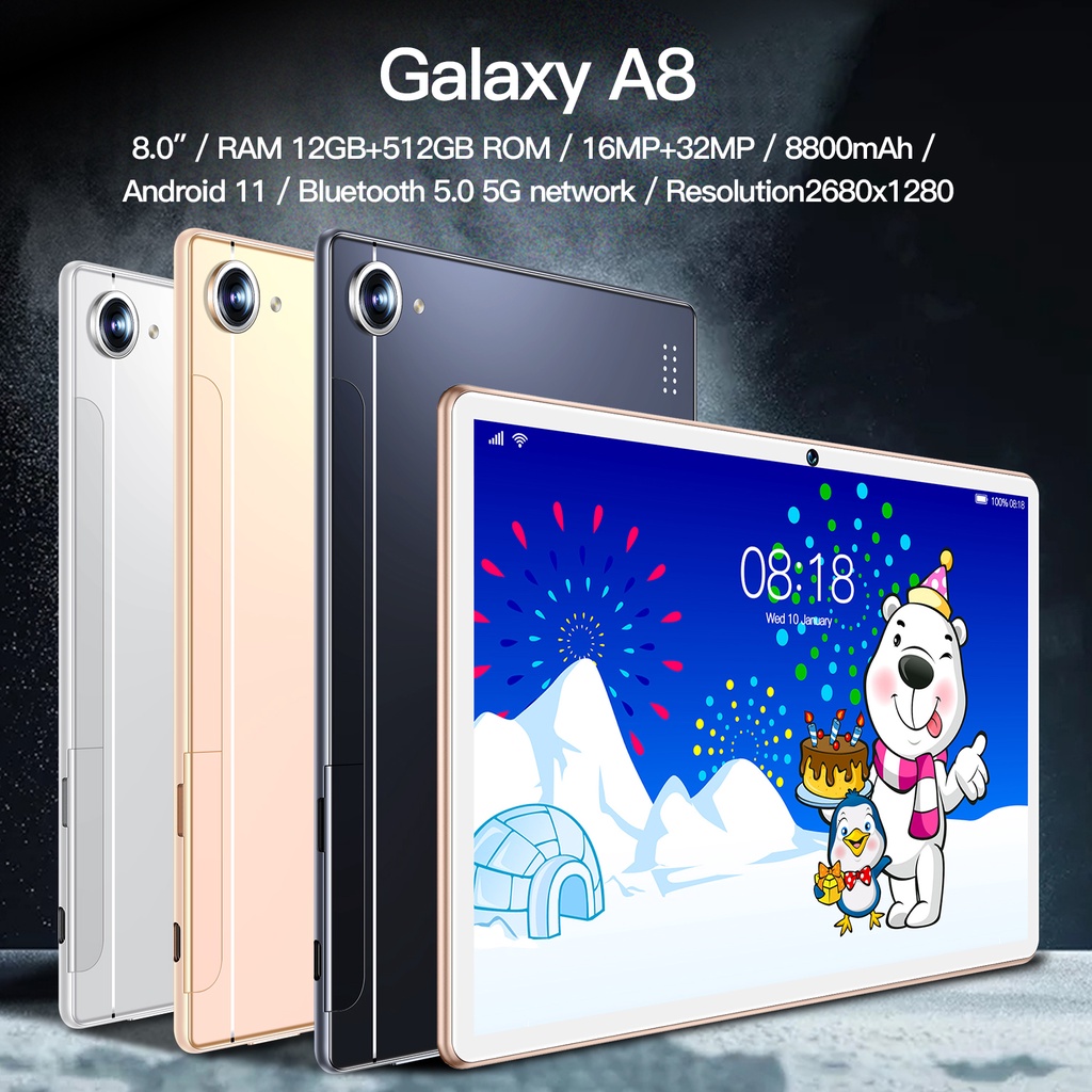 【Asli Terbaru】 2022 tablet 5G baru Galaxy S8 10.1inch 12GB+512GB tablet pembelajaran Android laris manis Wifi 5G Dual Sim