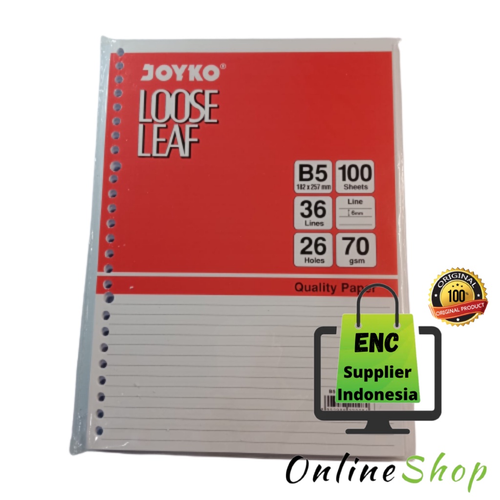 

JOYKO kemasan BUBLEWARP 100 lembar kertas loose leaf b5 looseleaf isi binder file looseleaf 100s sheet LL 25.7 X 18.2 mm per pak - enc.sup