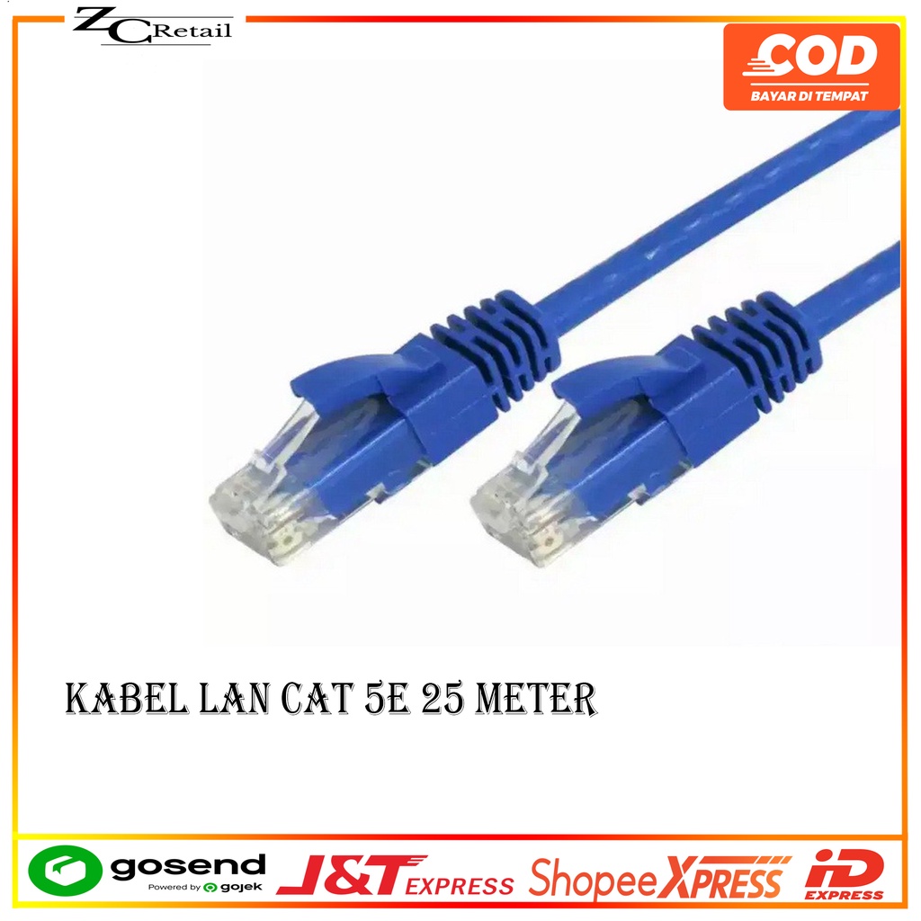 KABEL LAN 25M 25 M CAT 5E / KABEL UTP 5 METER CAT 25 PABRIKAN High Quality pc laptop komputer