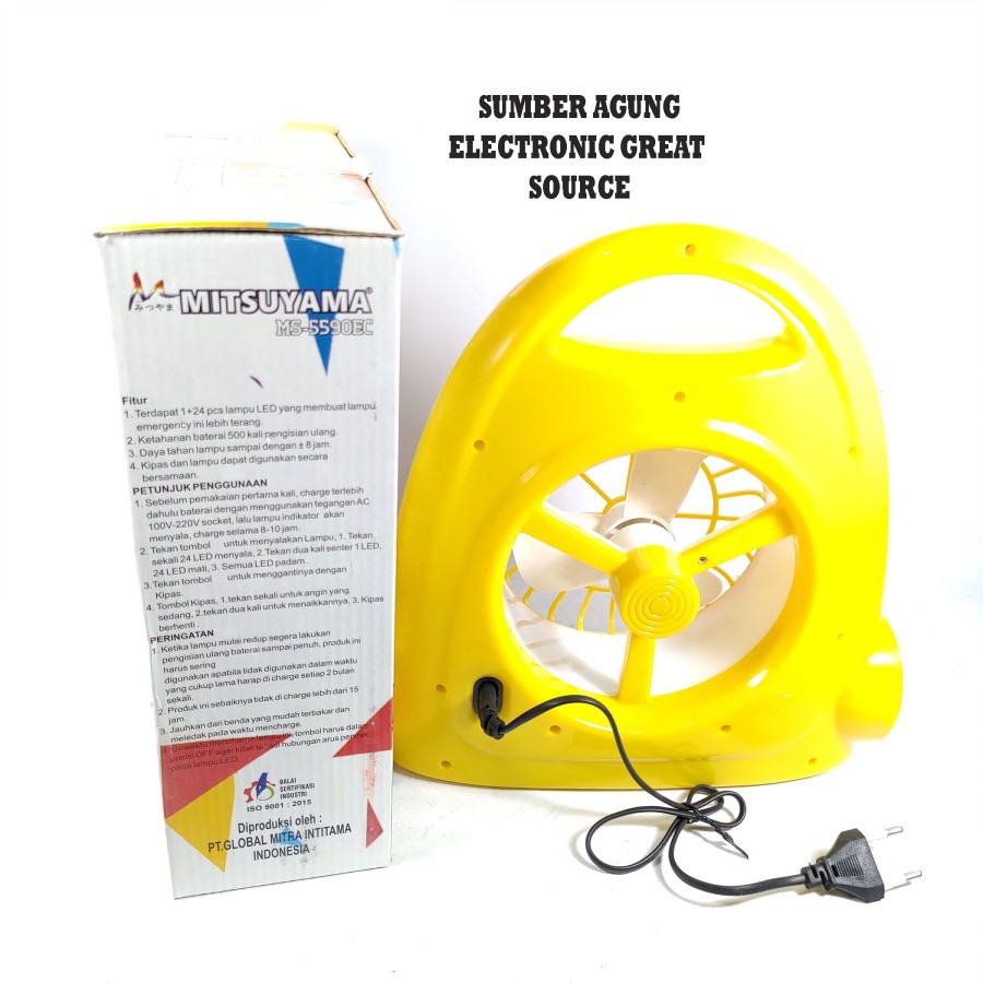 Mitsuyama MS5590EC Kipas Angin Emergency Senter LED Nyala Saat Mati La