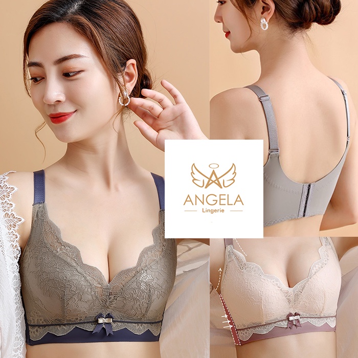 ANGELA PREMIUM JAPAN Bra BH Push Up Set Tanpa Kawat Celana Dalam Wanita Bikini Sport Beha Lingerie Korea Fashion Bralette Remaja Perempuan Sexy Pakaian Dalam COD Renang Motif Cewek Pita Bunga Murah Nancy Jumbo Renda