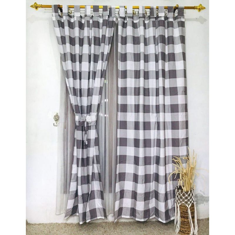 GORDEN / GORDYN EMILY CUTTON DISPERSE AESTHETIC HORDENG SMOKERING 12 KORDEN PINTU / JENDELA HOMEMADE TIRAI MINIMALI 12 LUBANG KOREAN STYLE KATUN - 135cmx220cm