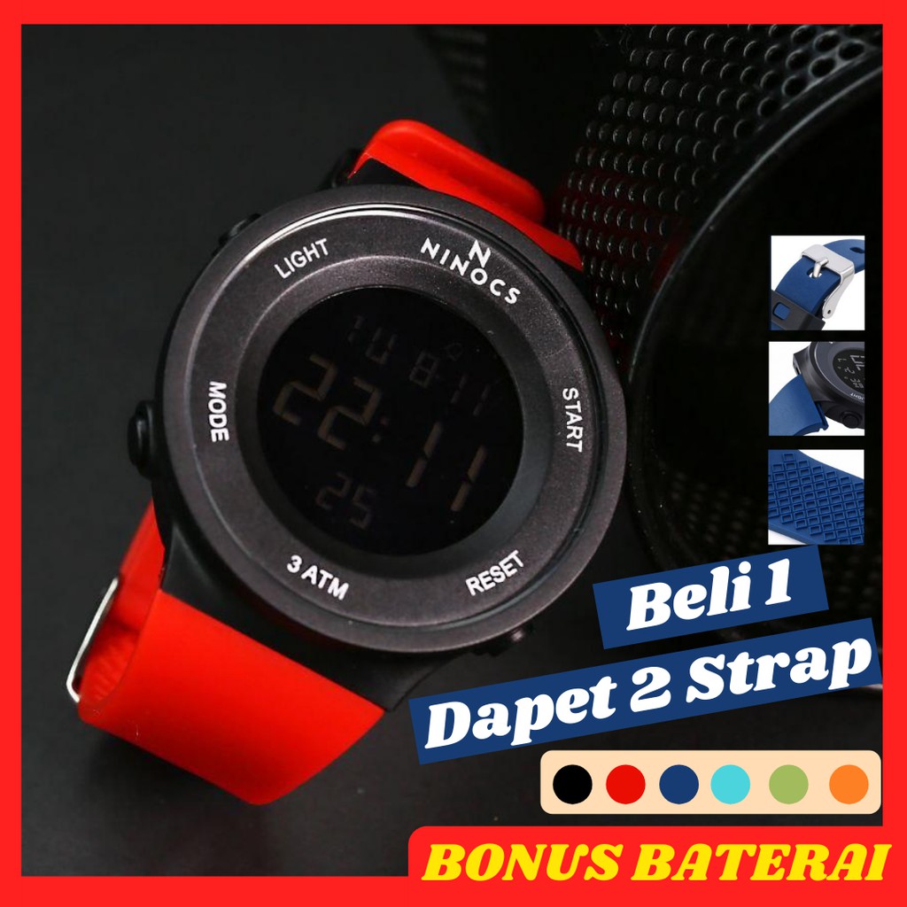 Original Jam Tangan Ninocs Original Laki-laki Wanita Jam Tangan Pria Sport Watch Digital Jam Tangan