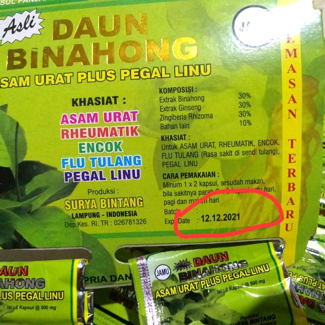 

DAUN KAPSUL BINAHONG LIST KUNING