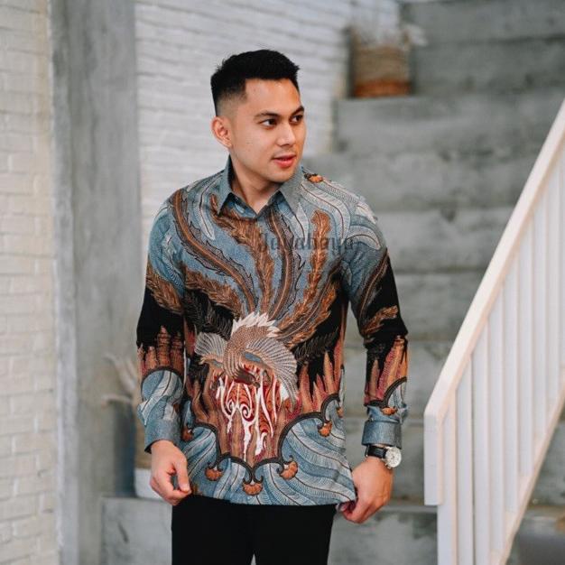 batik pria lengan panjang motif batik tulis sutra terbaru jumbo a32