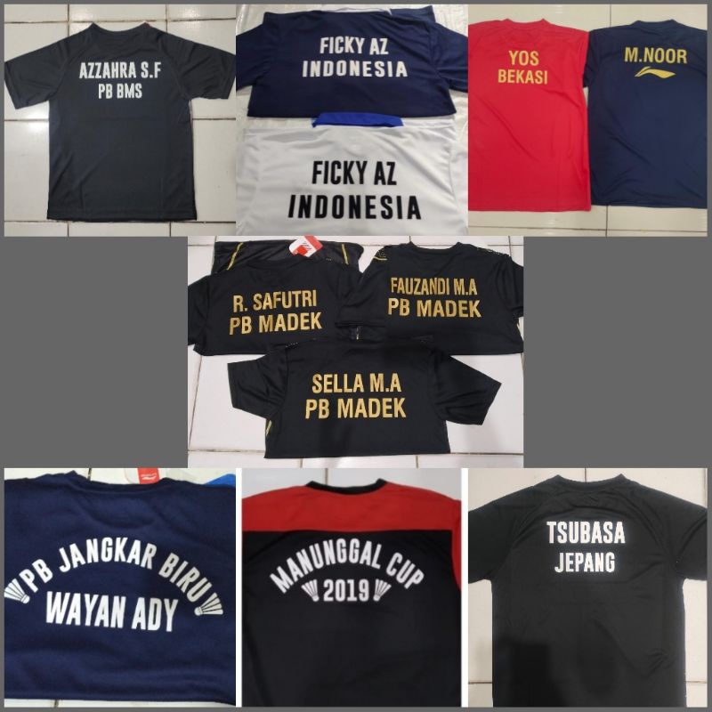 Biaya Sablon Custom Name Baju Bulutangkis 2 Baris / Pasang Nama 2 Baris Baju Olahraga Bulutangkis Badminton / Sport Collection Jakarta