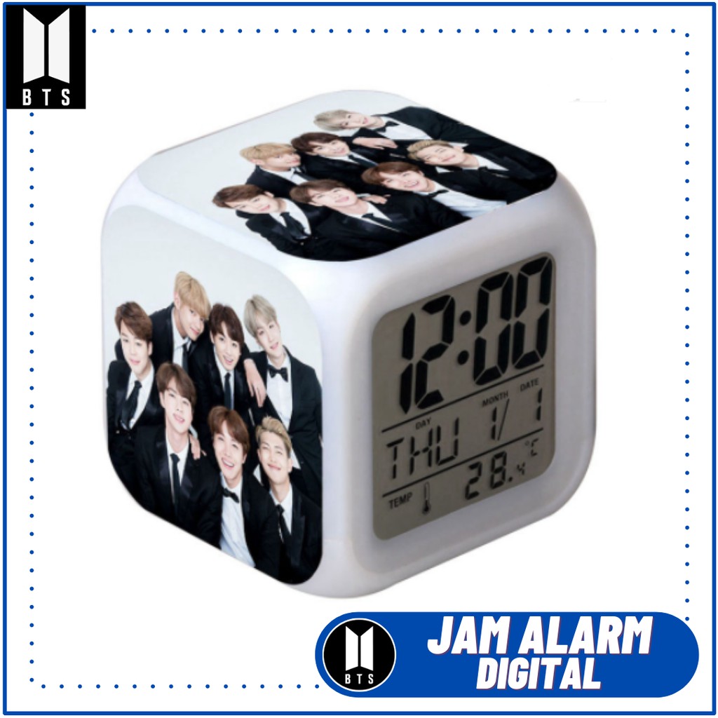 Jam Meja Digital Alarm LED Berubah Warna KPOP Bangtan Boys BT21 BTS Army Tae Hyung Tata