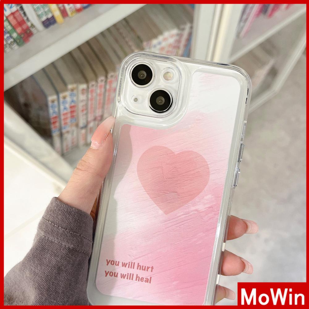 iPhone Case Silicone Soft Case Clear Case Thickened Shockproof Protection Camera Metal Button Pink Heart Compatible For iPhone 11 Pro Max 13 Pro Max 12 Pro Max 7Plus xr XS Max