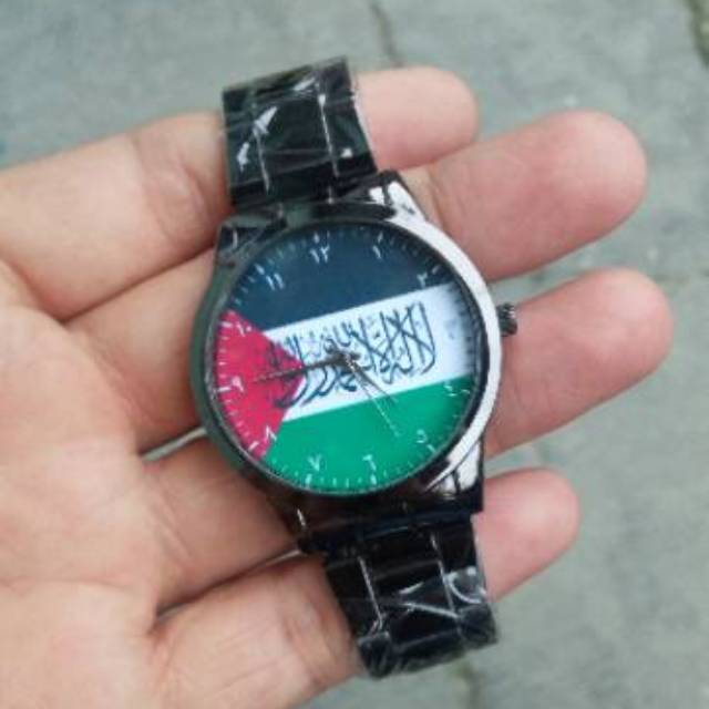 jam tangan logo silver palestin