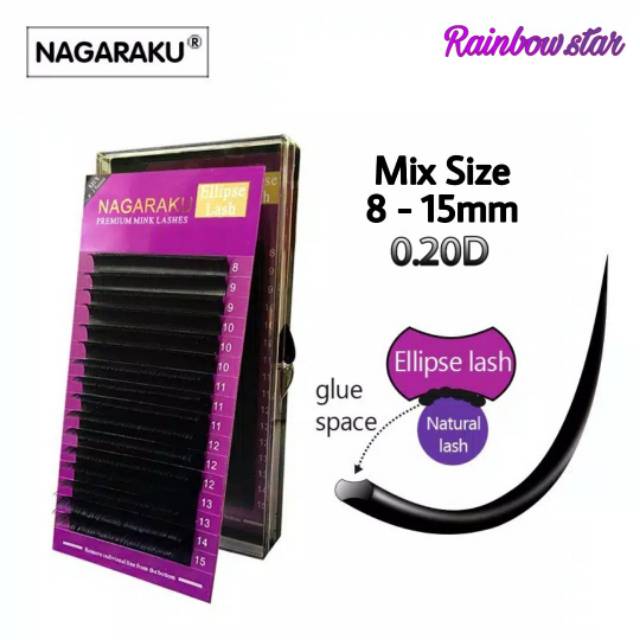 NAGARAKU Premium Ellipse Lash Mix Size 0.15C / 0.20D