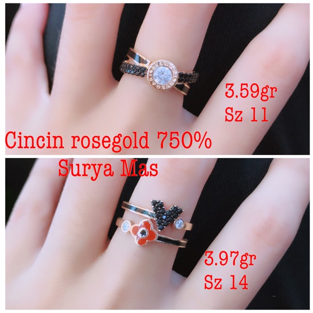 Cincin rosegold emas 750%