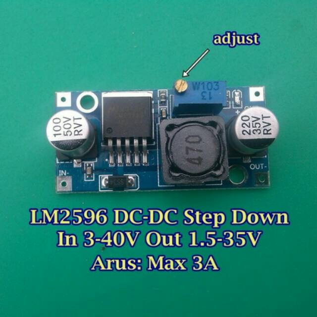 Jual Modul LM2596 DC-DC Step Down Input DC 3 - 40V Output DC 1.5 - 35V ...