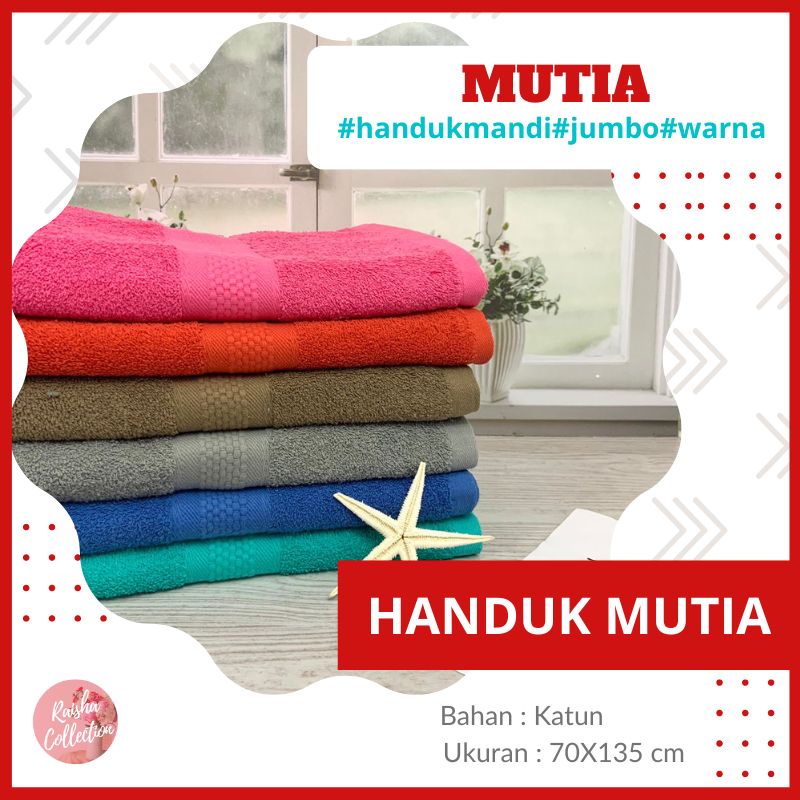 RC  HANDUK MUTIA JUMBO SERI TEBAL UKURAN 70x140  WARNA RANDOM