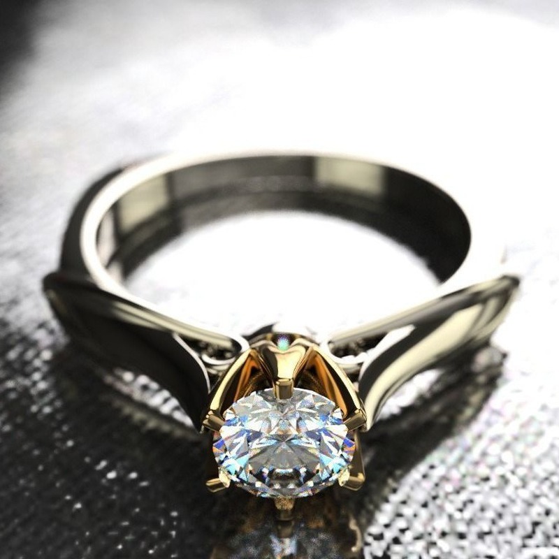 Cincin Moissanite Klasik Untuk Wanita