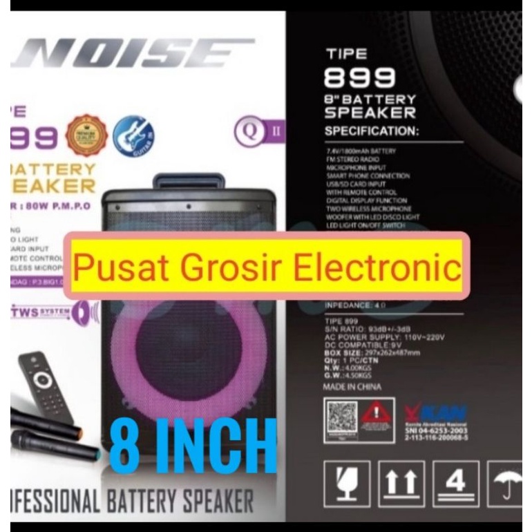 SPEAKER BLUETOOTH USB WIRELESS PORTABLE NOISE 899 Q11 ORIGINAL 8INCH