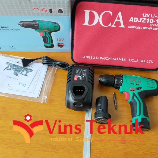 Mesin Bor Baterai Cordless Drill Driver Adjz10-10B Dca Adjz 10-10 B Termurah