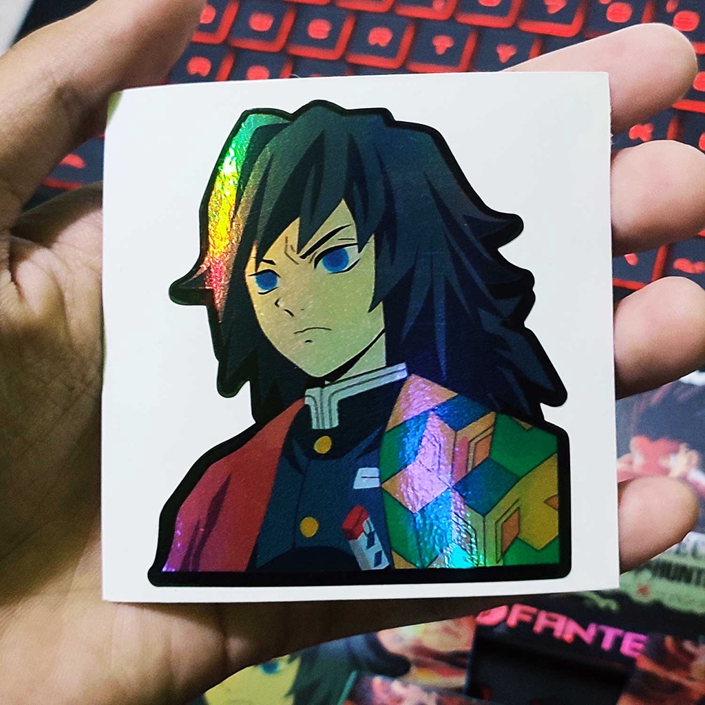 STICKER STIKER HOLOGRAM ANIME -KIMETSU NO YAIBA GIYU - STIKER LAPTOP