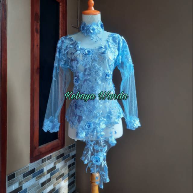 (PO dan READY) Kebaya Atasan Bunga 3D + Tulle Cristal / Kebaya Pengantin / Kebaya Wisuda Modern