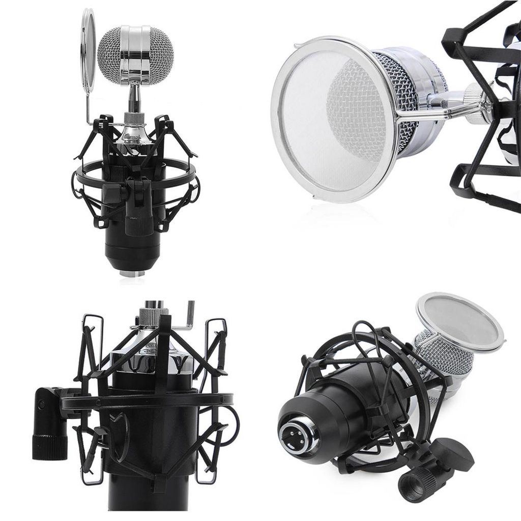 microphone Mikrofon Kondenser dengan mik Shock Proof Mount mic mix - BM-8000