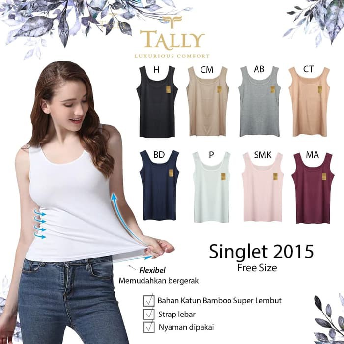 Singlet Tanktop Polos Wanita Nyaman dipakai tali kecil Tanktop bahan Modal TALLY 2015 DI-4