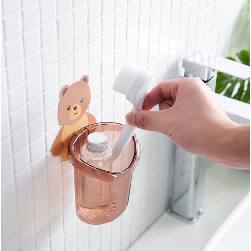 TIKTOK - D6081 Tempat Sikat Gigi Bear H5262 / Gelas Tempel Motif Beruang / Gantungan Sikat Gigi / Toothpaste Holder