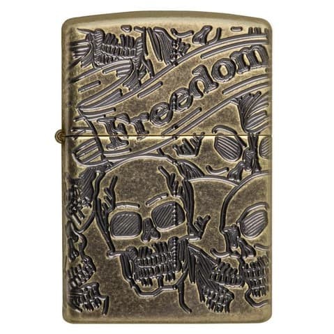 Zippo Armor® Freedom Skull Antique Brass