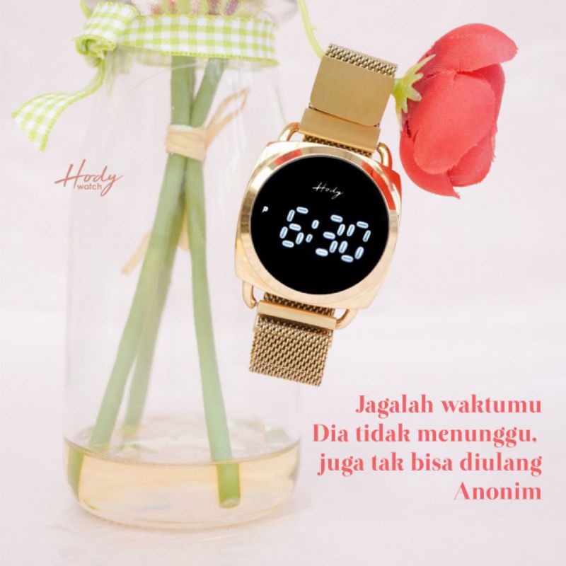 Ready Hody Watch HW-01 Garansi Original Digital Jam Tangan Hody Digital Touch Screen Magnetic Bukcle Tali Rantai Pasir Jam Tangan LED Jam Tangan Wanita TERLARIS BEST SELLER Jam Tangan Pria Universal HW 02-8
