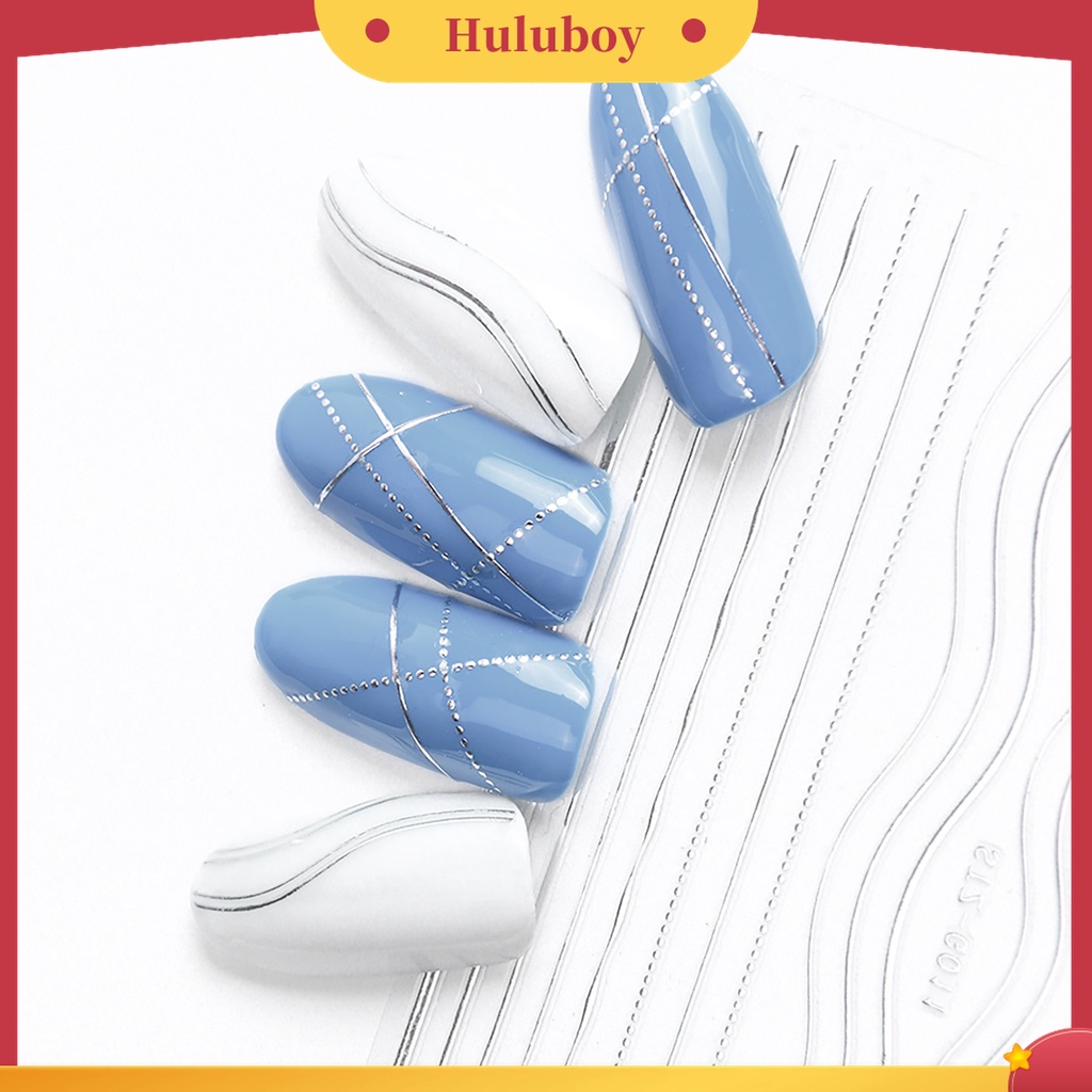 Huluboy Huluboy♡ Stiker Nail Art Bentuk Geometri Warna Emas Bahan PET Tahan Lama Untuk Salon