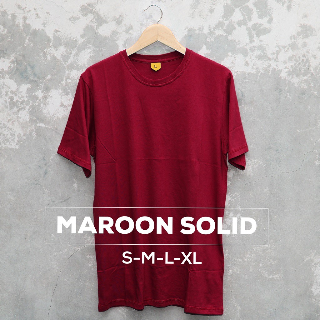 Kaos Polos Pria Wanita Cotton Combed 30s Maroon Solid - Baju Polos Maroon Solid