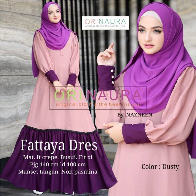 🔥REALPIC ORI NAURA  BAJU MUSLIM TETBARU GAMIS DRESS POLOS TERBARU KEKINIAN FATTAYA DRESI NAURA