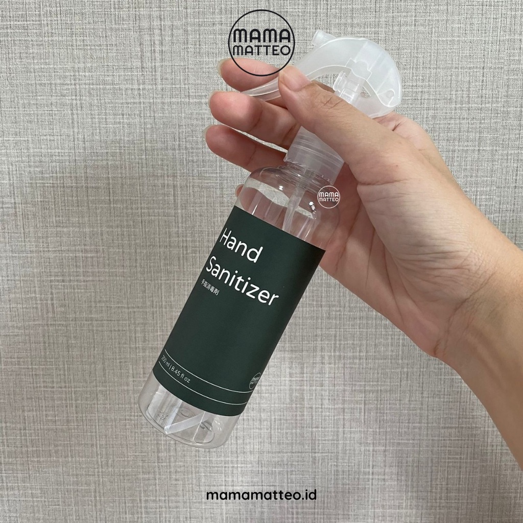 BOTOL SPRAY TRAVEL / plastik refill size bening kosong / hand sanitizer disinfektan 250ml