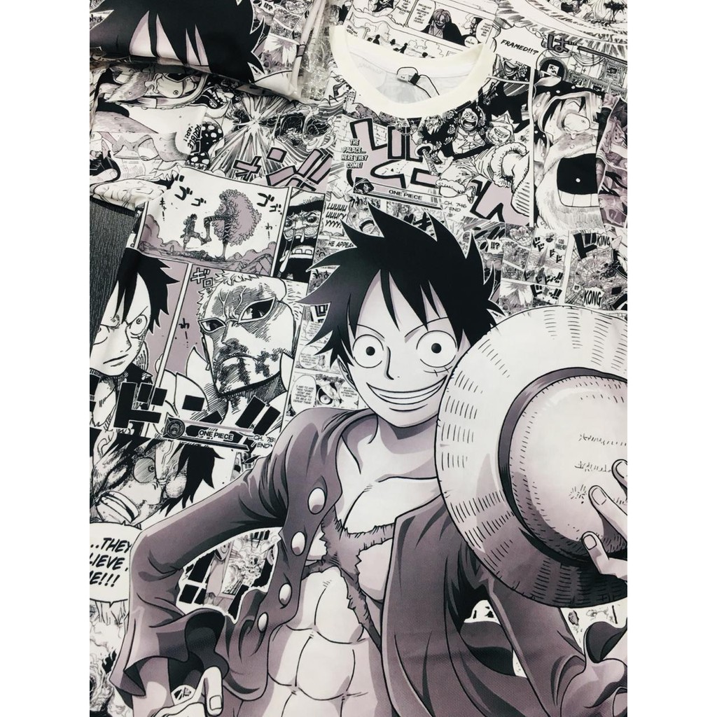 Tshirt Luffy Onepiece Fullprint Black White