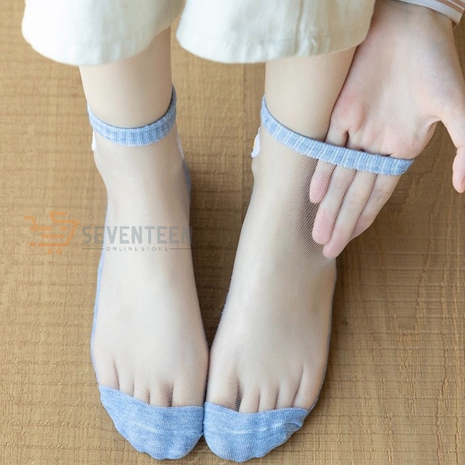 SEVENTEEN17 KAOS KAKI WANITA TRANSPARAN KAOS KAKI MOTIF BUNGA DAISY JAPANESE KAOS KAKI PENDEK FASHION WANITA ANAK KAOS KAKI GROSIR