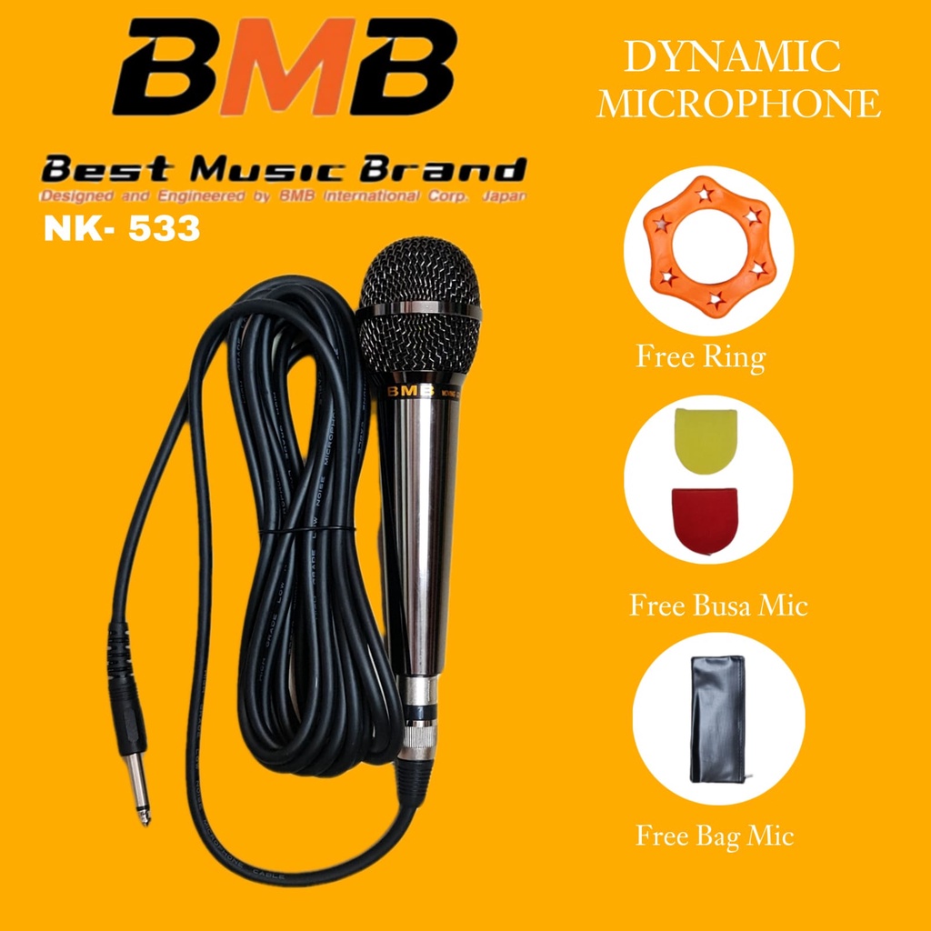 BMB NK-533 Microphone + Kabel 5 Meter / Microphone BMB / MIC Karaoke / Mic Kabel / BMB / MIC / MIC B