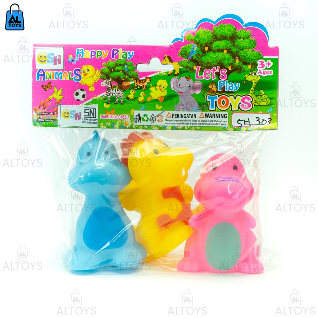 Mainan Cit Dinosaurus Set Isi 3Pcs Murah / Mainan Pencetan Dinosaur SH303