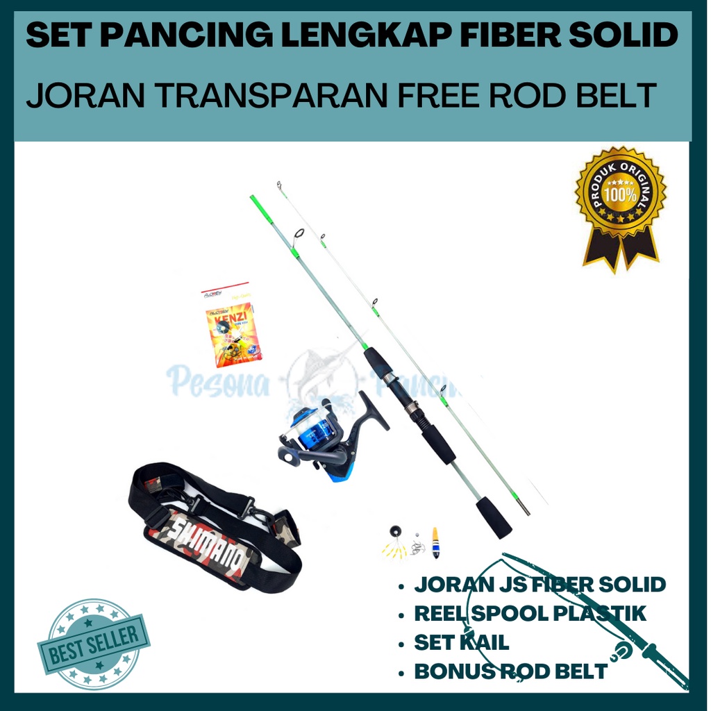 Set Pancing Lengkap Joran Fiber solid Transparan Japan STYLE Free ROD BELT