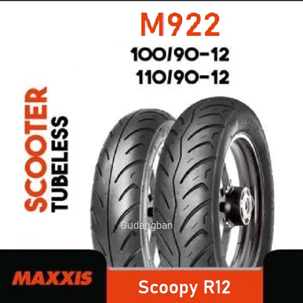 (READY STOCK ) Paket Ban luar Maxxis M922 R Uk 110 / 90 -12 dan M922F Uk 100 / 90 -12 Tubeless Scoopy freego FREE PENTIL produksi 2022-5