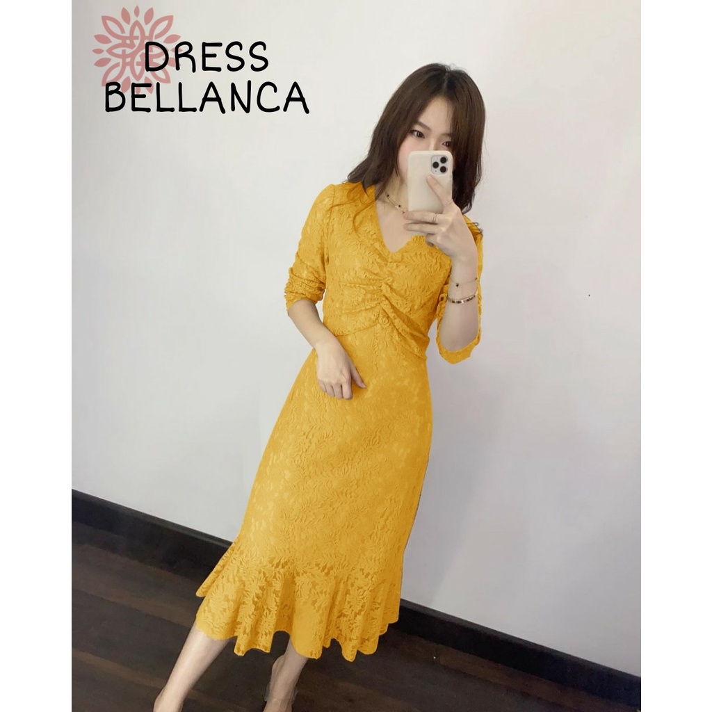 BELLANCA DRESS BRUKAT mF / MIDI DRESS BRUKAT FASHION WANITA / PARTY DRESS / BAJU PESTA BRUKAT SEXY /3UKURAN DRESS BELLANCA S,M,L,XL