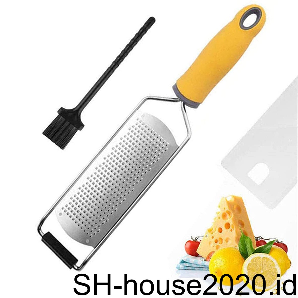 (house2020) Parutan Keju / Lemon / Mentega Bahan Stainless Steel Dengan Gagang + Sikat Pembersih