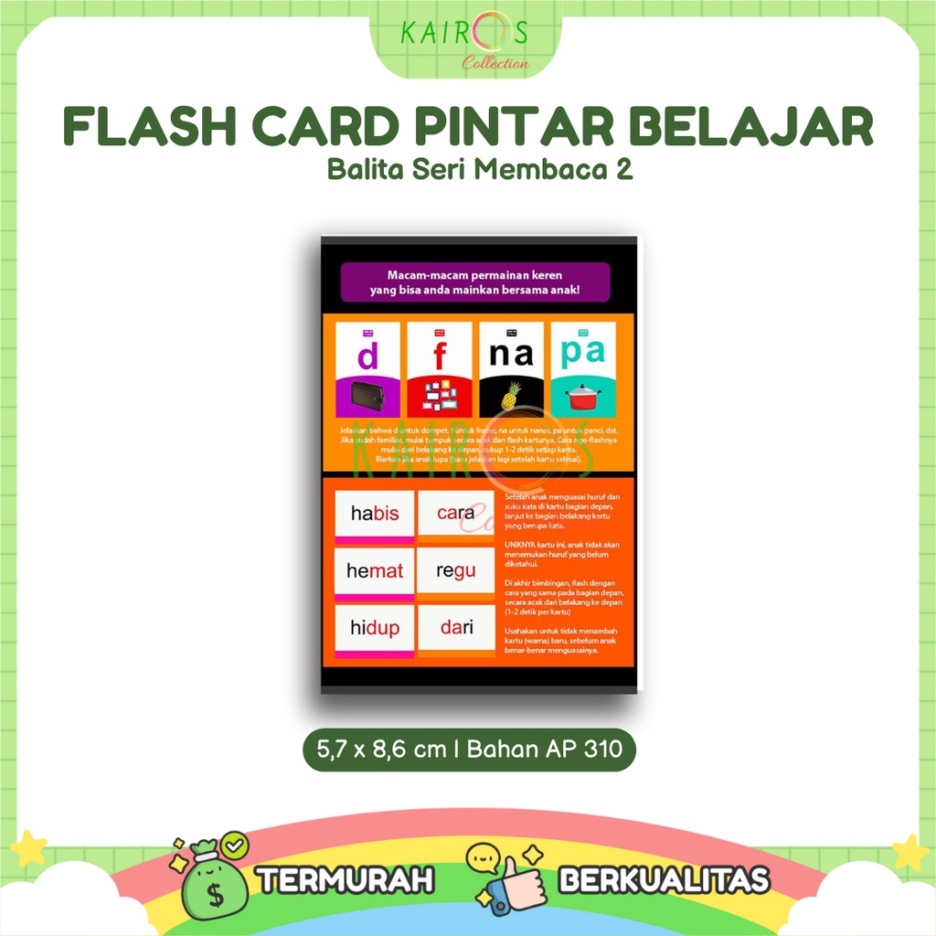 Flash Card Kartu Pintar Belajar Balita Seri Membaca 2