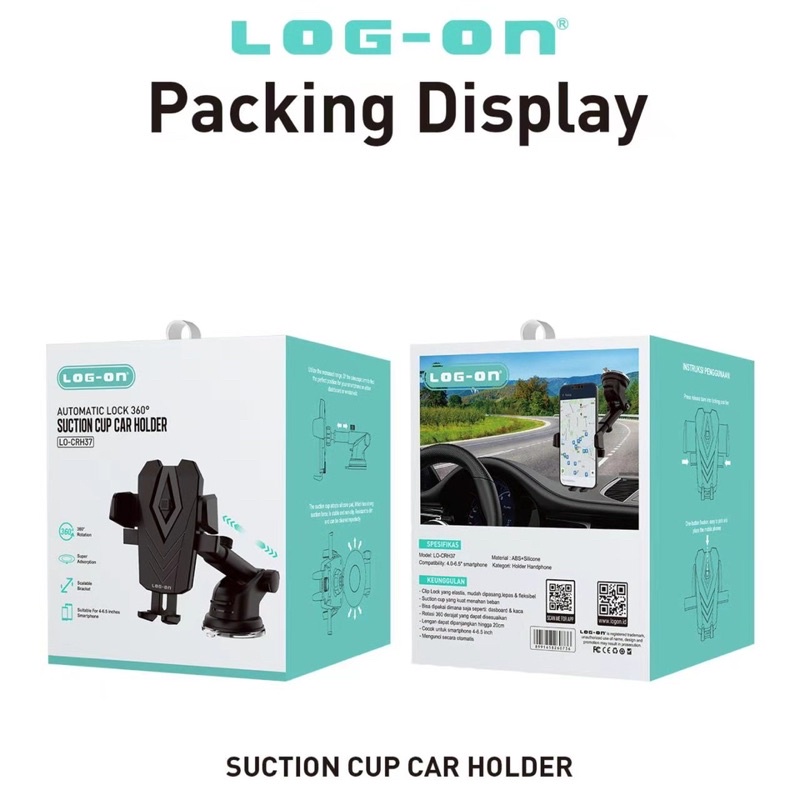 HOLDER MOBIL LOG ON LO-CRH37 360 ROTABLE SUCTION CUP CAR HOLDER