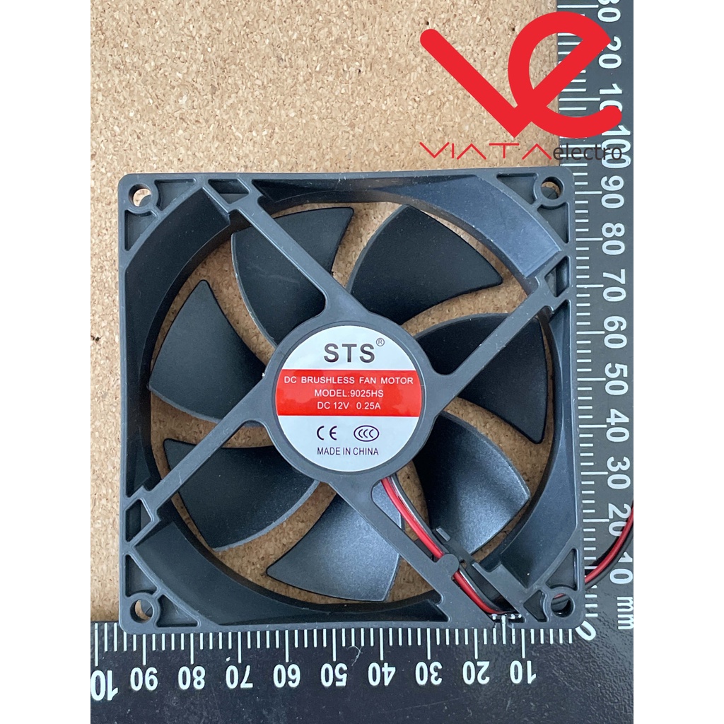 FAN DC 12V 9cm BRUSHLESS FAN KIPAS DC 9x9cm TEBAL COOLING EXHAUST 9cm KIPAS PENDINGIN 90mm 9 x 9cm 0.25A